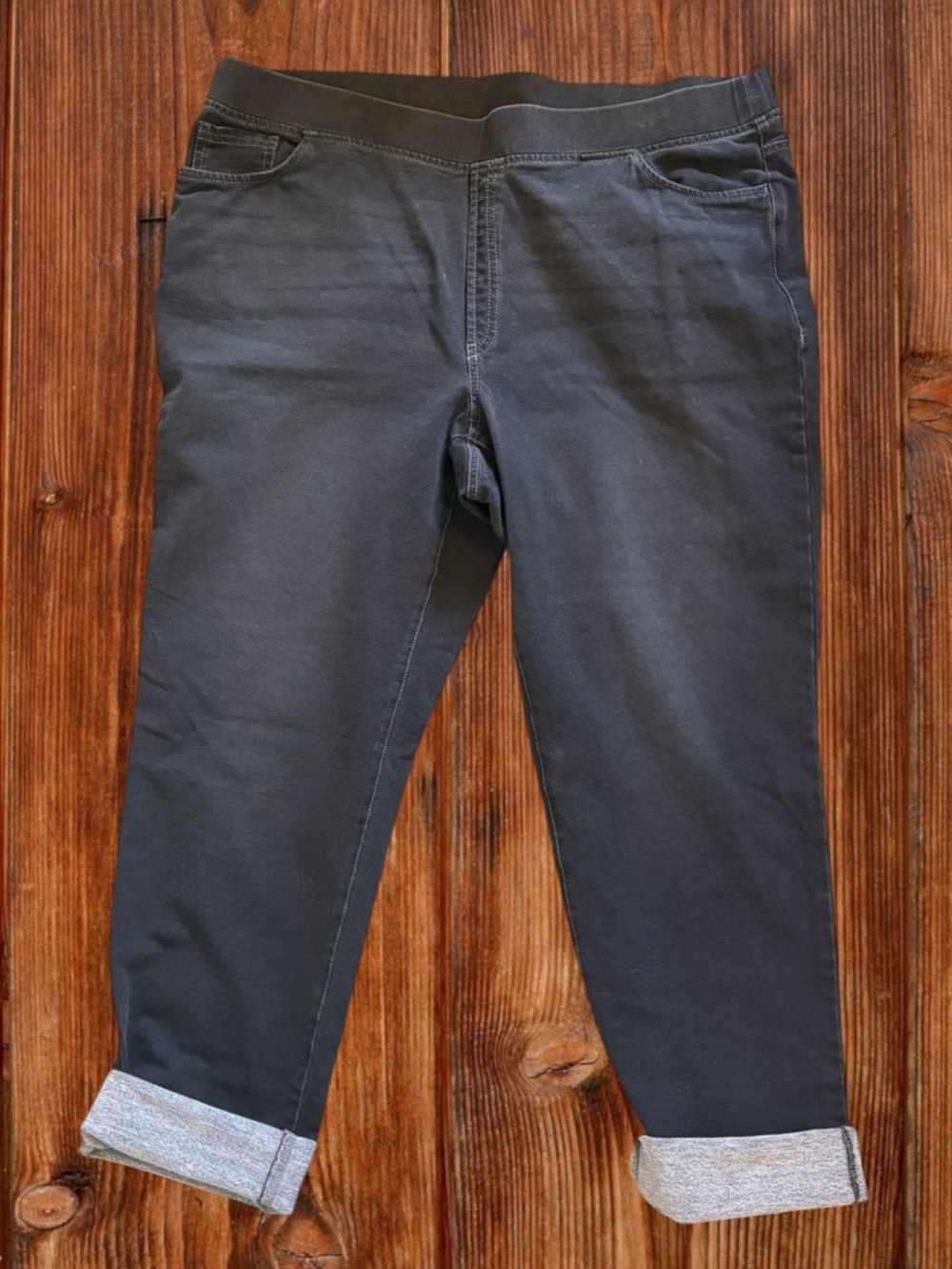 J. Jill Pure Jill Dark Charcoal Knit Ankle Jeans – Pull-On Comfort | Size L R